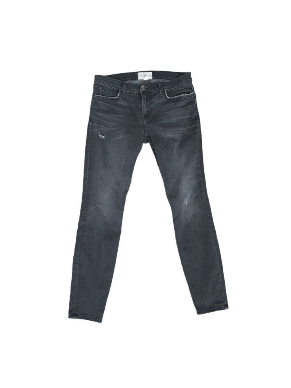 Current Elliott "The Stilletto" Black Jeans Topanga Size 28 Distressed Mid Rise